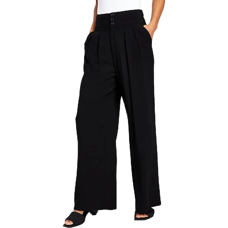 Bar III Womens Petites Pleated Rayon Wide Leg Pants