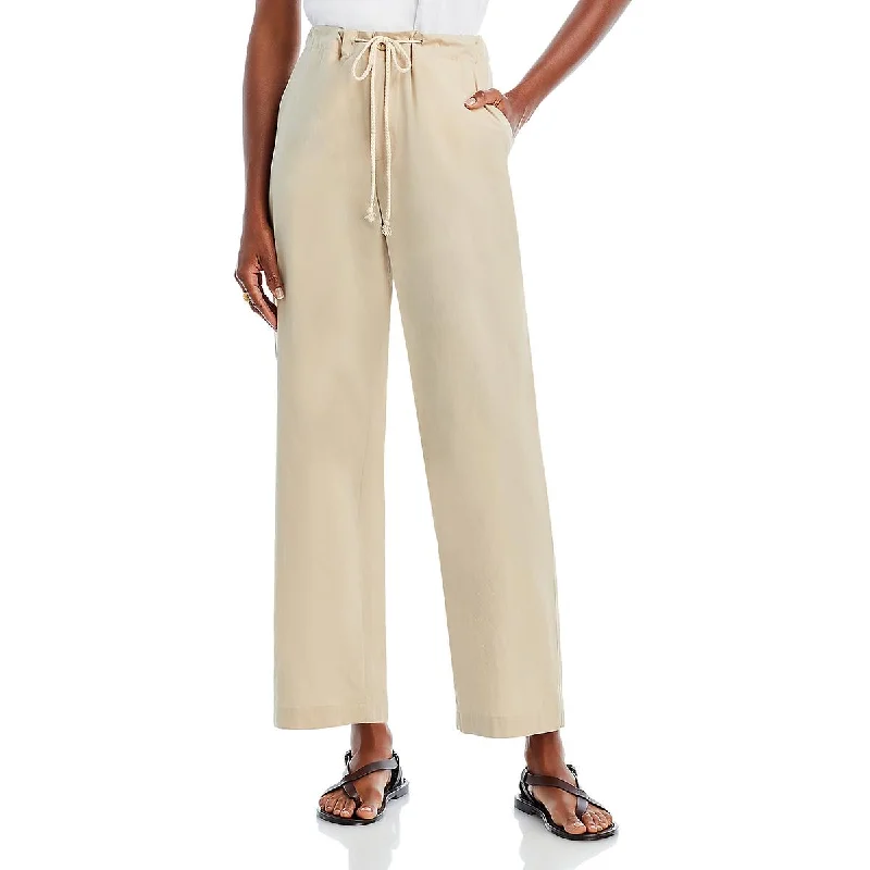 DONNI. Womens Drawstring Hem Cotton Trouser Pants