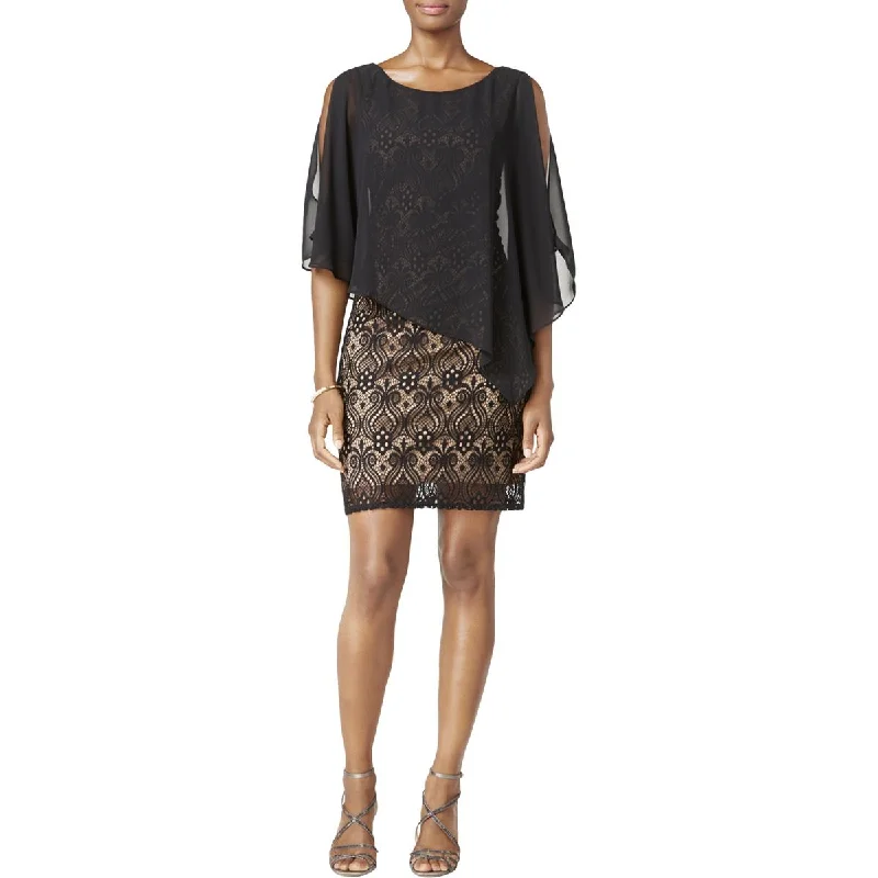 Connected Apparel Womens Lace Mini Capelet Dress