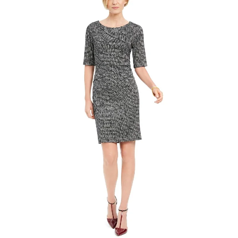 Connected Apparel Womens Petites Pin Tuck Mini Sheath Dress