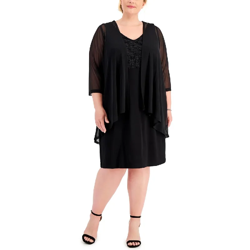 Connected Apparel Womens Plus Embellished  Wear To Work Dress