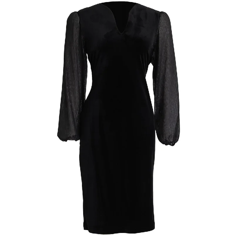 Connected Apparel Womens Velvet Metallic Sheath Dress