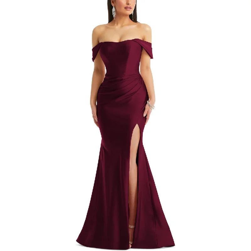 Cynthia & Sahar Womens Satin Corset Evening Dress