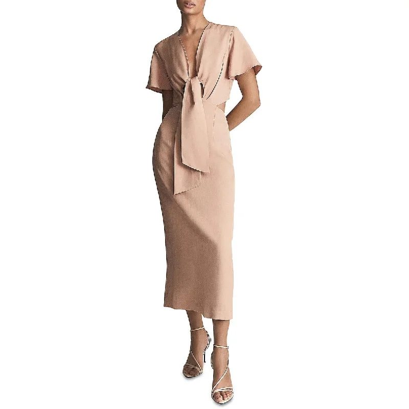 Reiss Womens Tie front Long Maxi Dress