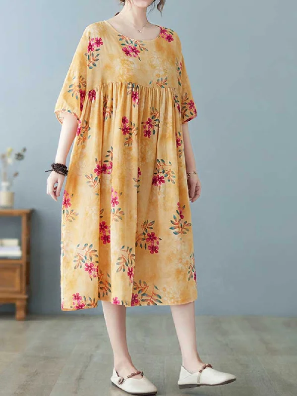 World Around Me Printed Floral Smock Dress