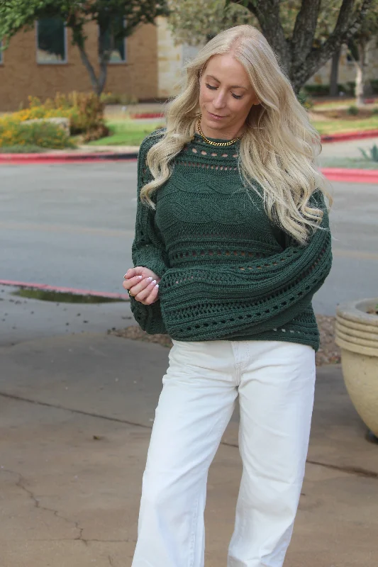 LDC Hollow-out Cable Knit Cropped Sweater