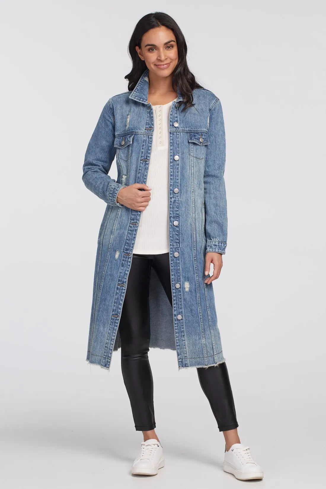 Tri 7222O Long Vintage Denim Jacket